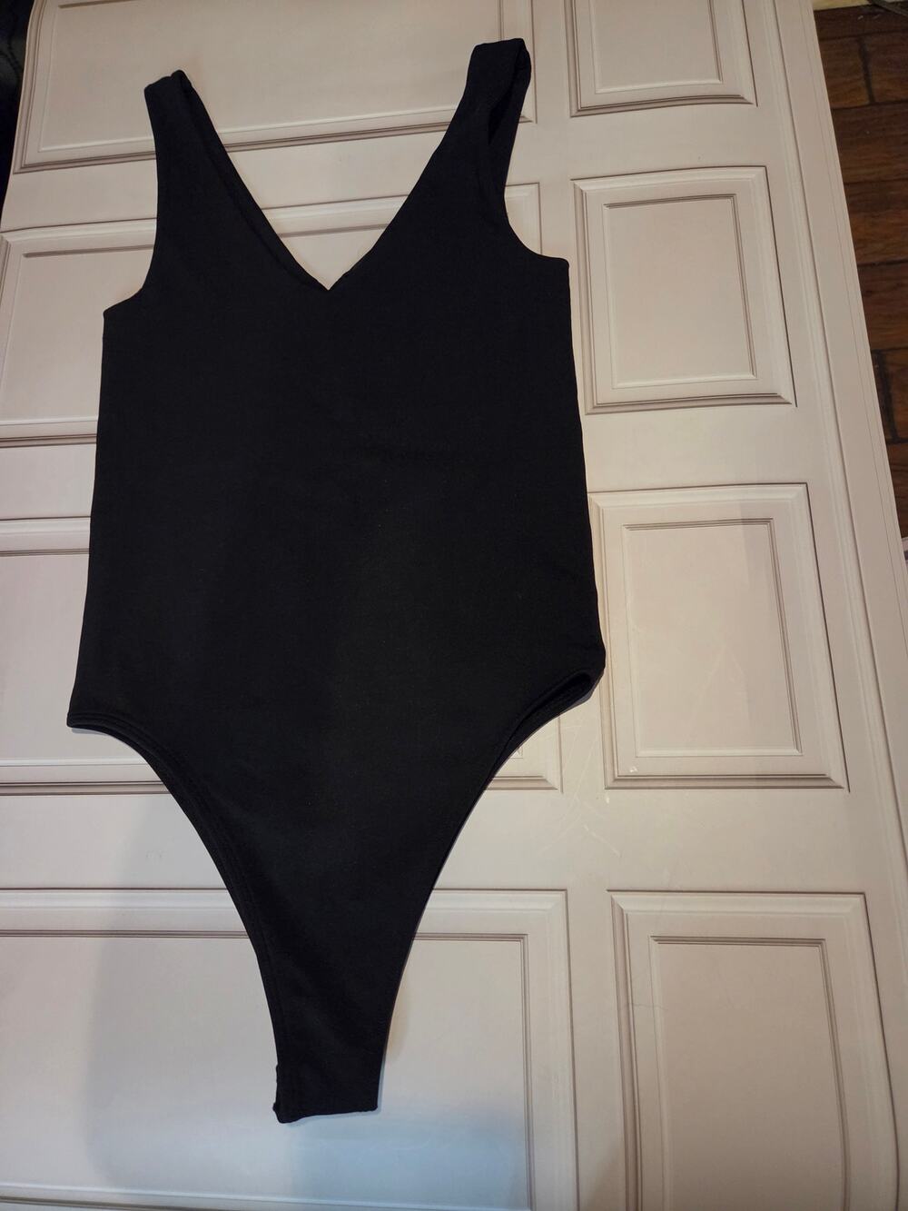 Dynamic Black V-Neck Sleeveless Bodysuit Women's XL High Cut Leotard Top
